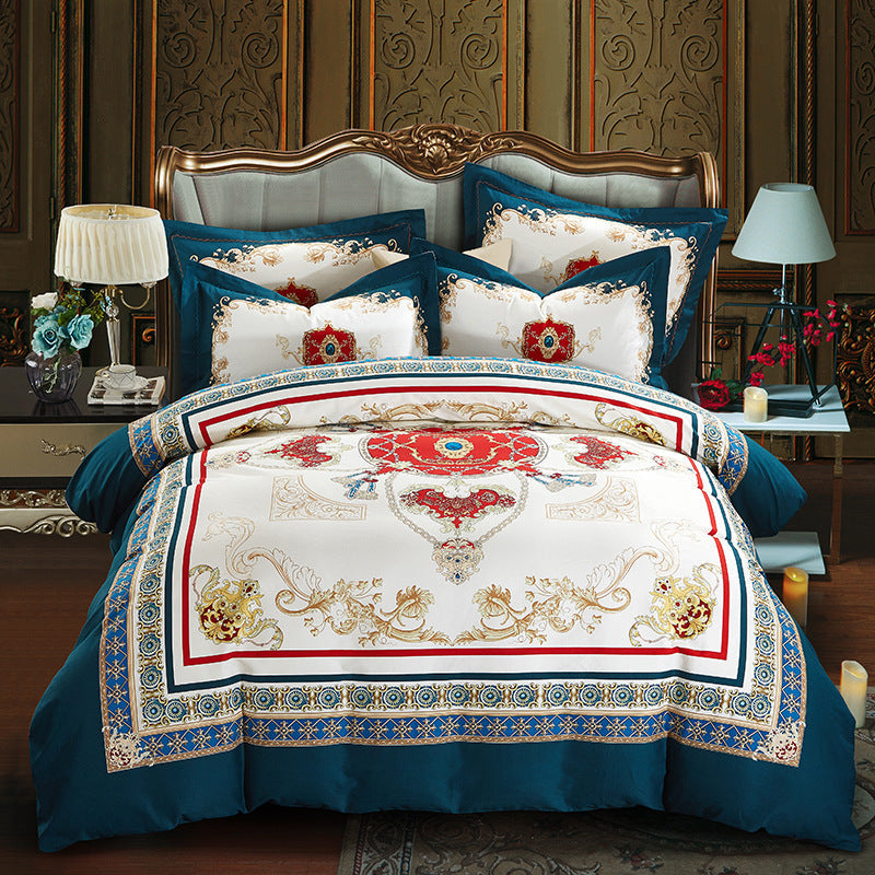 HKM-619411 Pure Cotton Four-Piece Bedding Set - Soft Sanding Fabric, Quilt Cover 200x230cm, Includes Pillowcases and Sheet