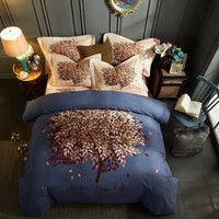 HKM-619411 Pure Cotton Four-Piece Bedding Set - Soft Sanding Fabric, Quilt Cover 200x230cm, Includes Pillowcases and Sheet