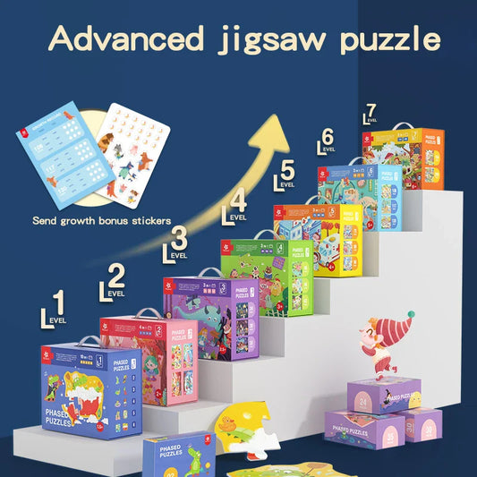 HKM-619667 Early Education Cartoon Jigsaw Puzzle Set for Ages 2-4 - 50+ Pieces, Fun Learning Activity