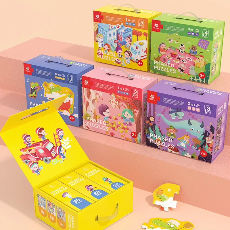 KTX-619667 Early Education Cartoon Jigsaw Puzzle Set for Ages 2-4 - 50+ Pieces, Fun Learning Activity