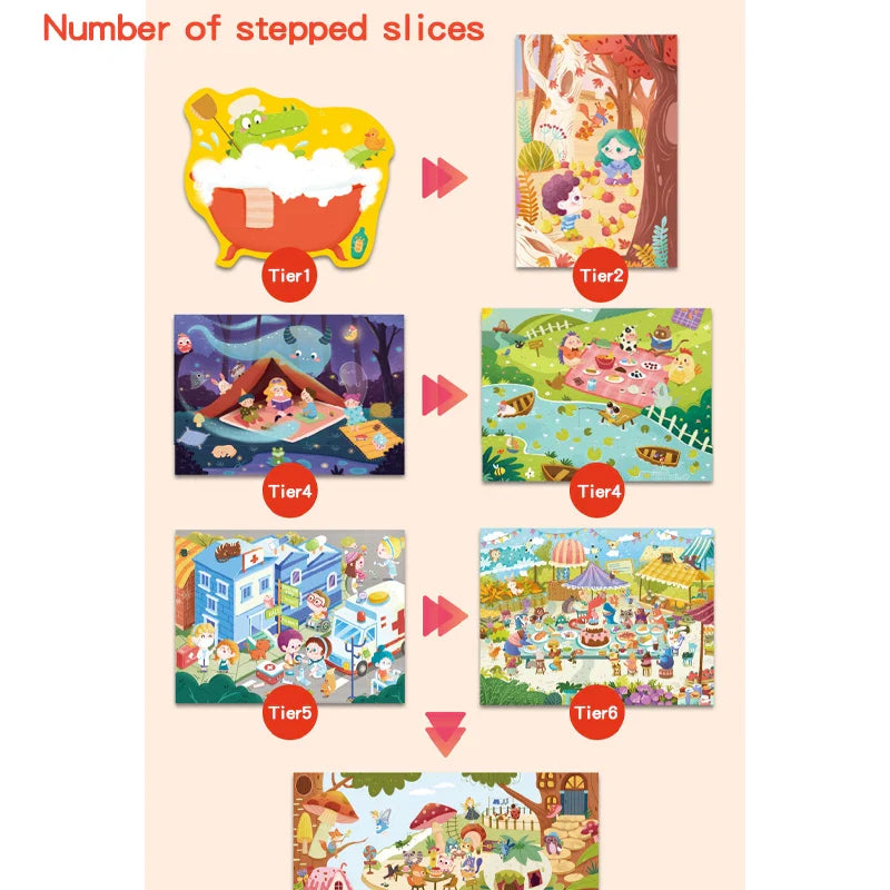 KTX-619667 Early Education Cartoon Jigsaw Puzzle Set for Ages 2-4 - 50+ Pieces, Fun Learning Activity