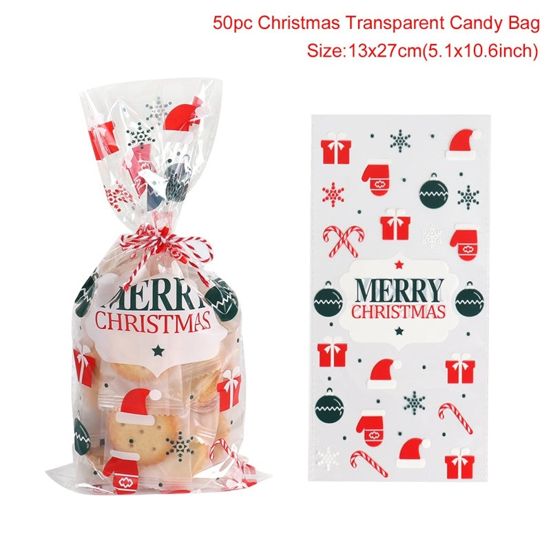 HKM-619859 Christmas Gift Candy Bags - OPP Plastic, Double Layer, 13x27cm