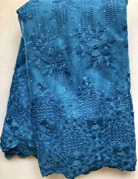 HKM-619923 Cotton Lace Embroidery Fabric - 100% Polyester, 145cm Wide, Ideal for Spring & Summer Projects