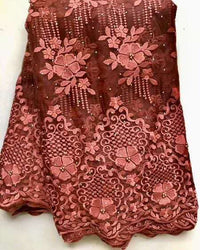 HKM-619923 Cotton Lace Embroidery Fabric - 100% Polyester, 145cm Wide, Ideal for Spring & Summer Projects