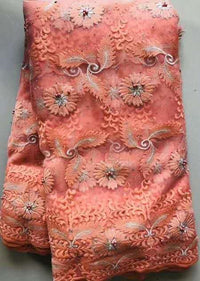 HKM-619923 Cotton Lace Embroidery Fabric - 100% Polyester, 145cm Wide, Ideal for Spring & Summer Projects