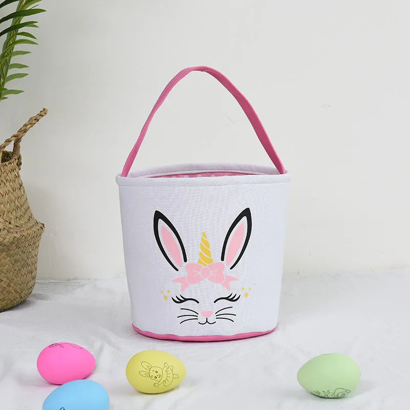 HKM-619923 Easter Bunny Plush Basket Decor for Kids - Ideal for Home Decoration and Craft Gift