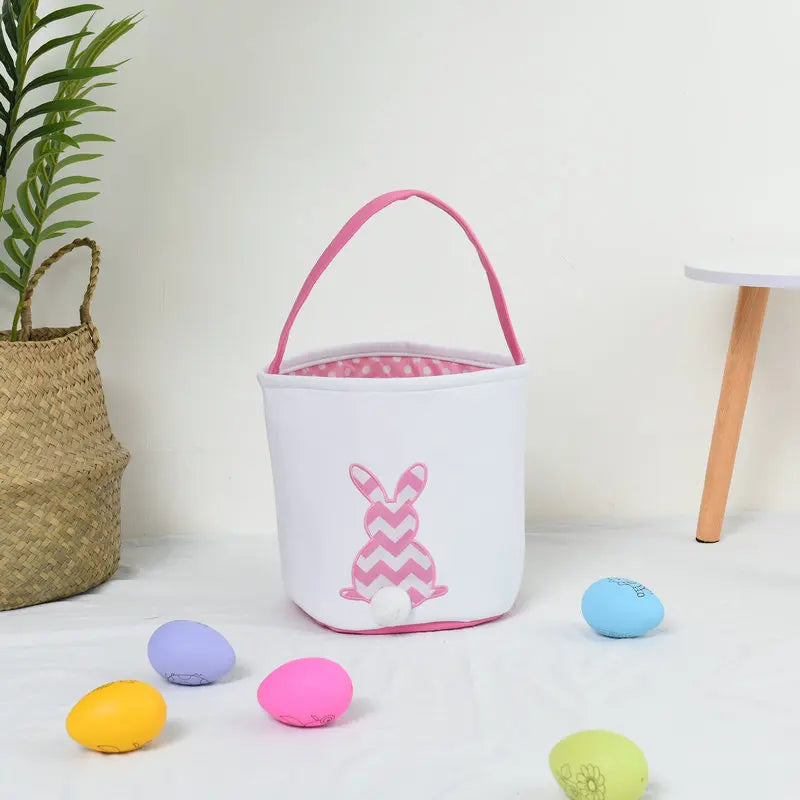HKM-619923 Easter Bunny Plush Basket Decor for Kids - Ideal for Home Decoration and Craft Gift