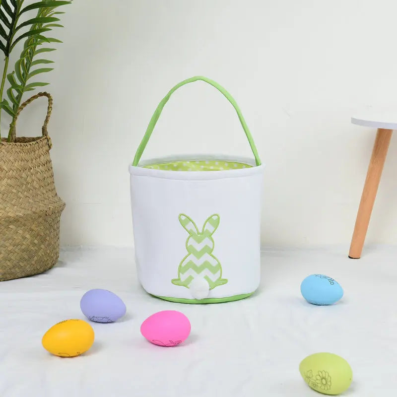 HKM-619923 Easter Bunny Plush Basket Decor for Kids - Ideal for Home Decoration and Craft Gift