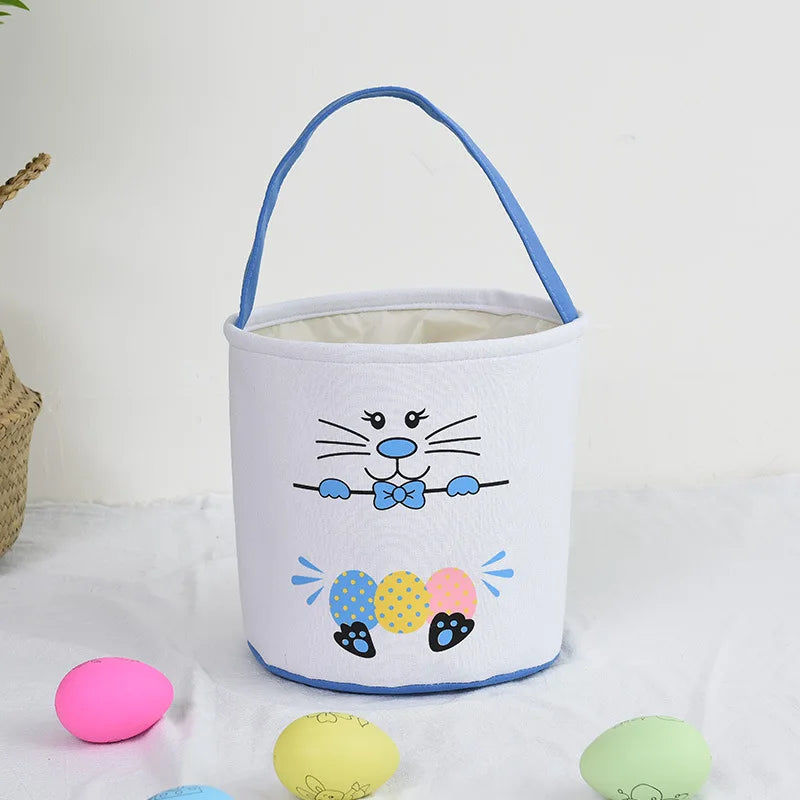 HKM-619923 Easter Bunny Plush Basket Decor for Kids - Ideal for Home Decoration and Craft Gift