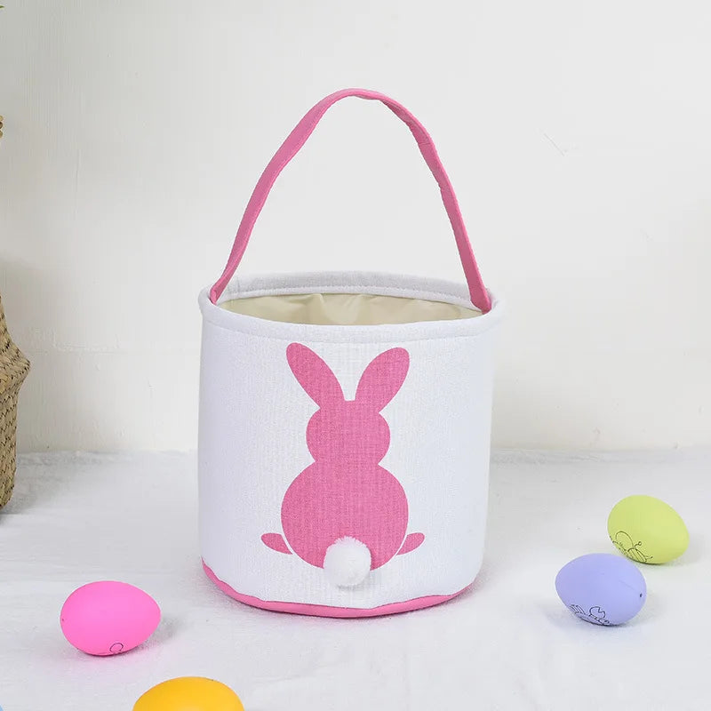 HKM-619923 Easter Bunny Plush Basket Decor for Kids - Ideal for Home Decoration and Craft Gift