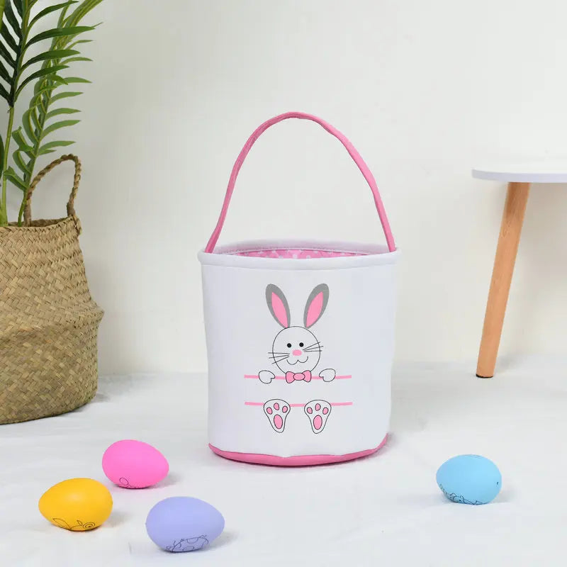 HKM-619923 Easter Bunny Plush Basket Decor for Kids - Ideal for Home Decoration and Craft Gift