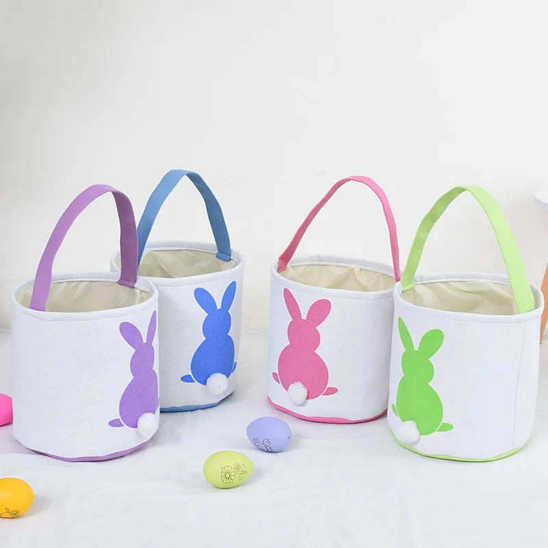 HKM-619923 Easter Bunny Plush Basket Decor for Kids - Ideal for Home Decoration and Craft Gift