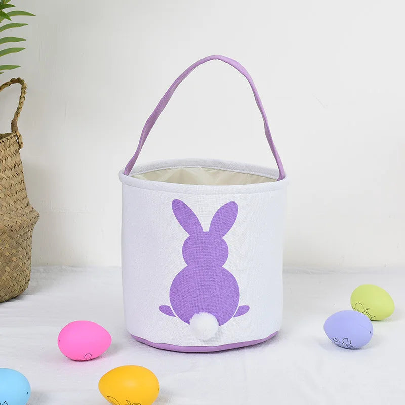 HKM-619923 Easter Bunny Plush Basket Decor for Kids - Ideal for Home Decoration and Craft Gift