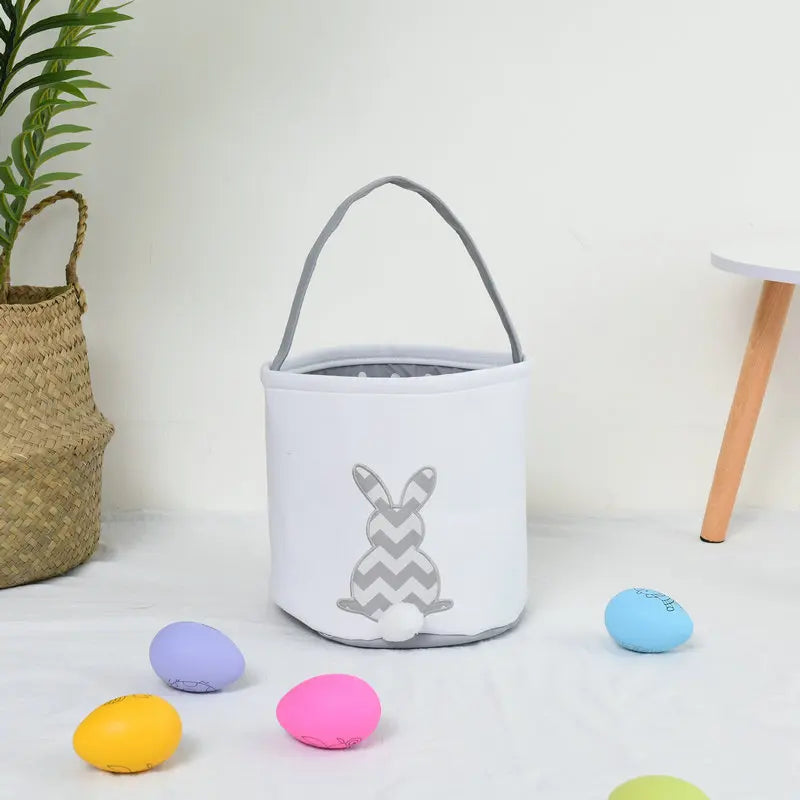 HKM-619923 Easter Bunny Plush Basket Decor for Kids - Ideal for Home Decoration and Craft Gift