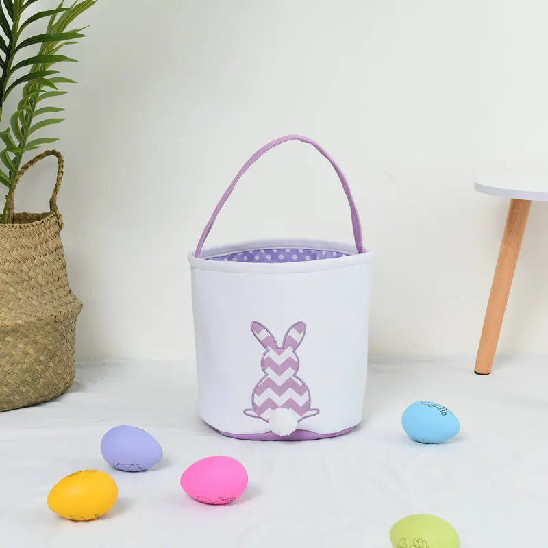 HKM-619923 Easter Bunny Plush Basket Decor for Kids - Ideal for Home Decoration and Craft Gift