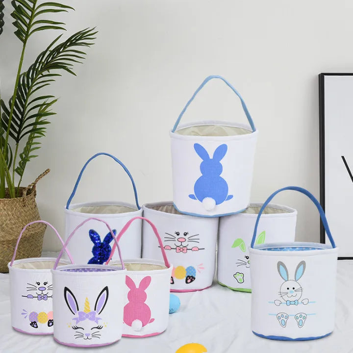 HKM-619923 Easter Bunny Plush Basket Decor for Kids - Ideal for Home Decoration and Craft Gift
