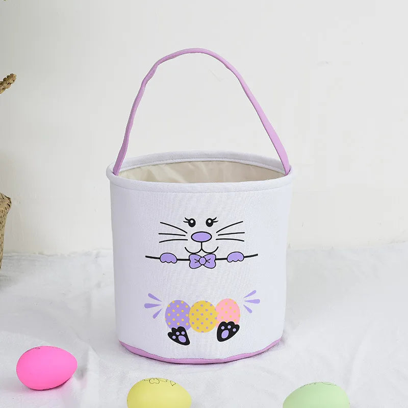 HKM-619923 Easter Bunny Plush Basket Decor for Kids - Ideal for Home Decoration and Craft Gift