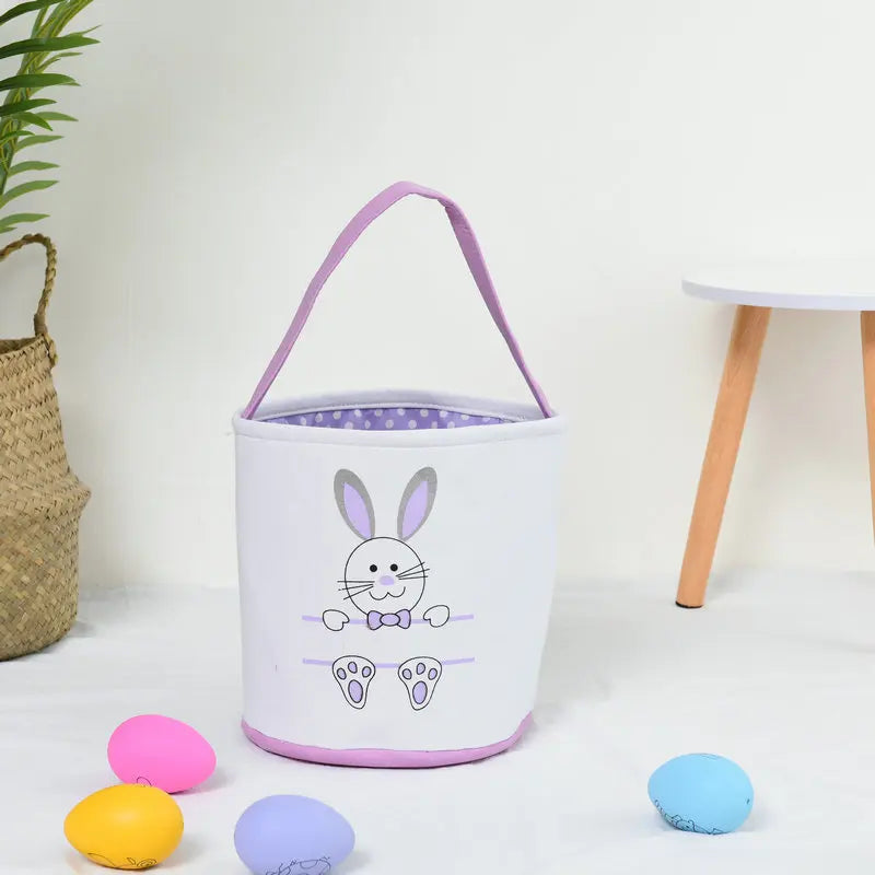 HKM-619923 Easter Bunny Plush Basket Decor for Kids - Ideal for Home Decoration and Craft Gift