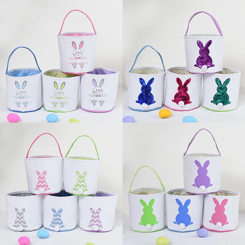 HKM-619923 Easter Bunny Plush Basket Decor for Kids - Ideal for Home Decoration and Craft Gift