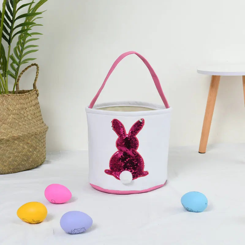 HKM-619923 Easter Bunny Plush Basket Decor for Kids - Ideal for Home Decoration and Craft Gift