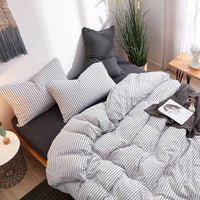 HKM-619923 Tianzhu Cotton Four-Piece Striped Knitted Bed Set in Various Colors and Sizes