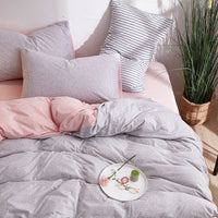 HKM-619923 Tianzhu Cotton Four-Piece Striped Knitted Bed Set in Various Colors and Sizes