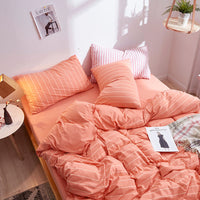 HKM-619923 Tianzhu Cotton Four-Piece Striped Knitted Bed Set in Various Colors and Sizes