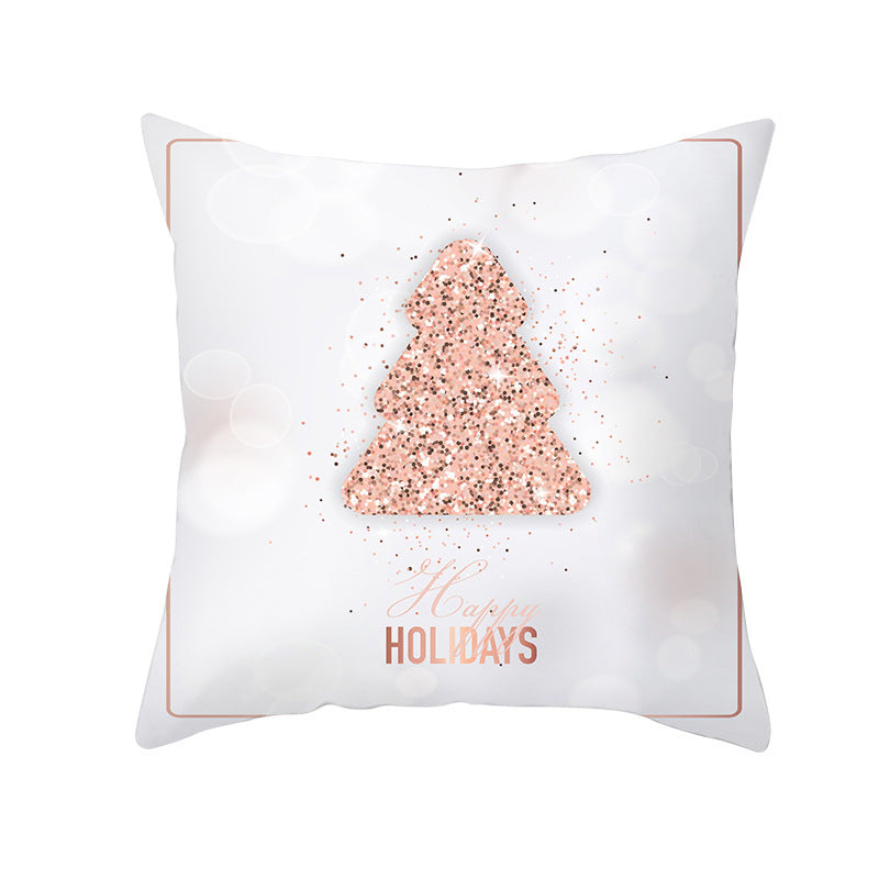 HKM-620051 Snowflake Pattern Peach Skin Velvet Throw Pillow Cover - 45x45cm