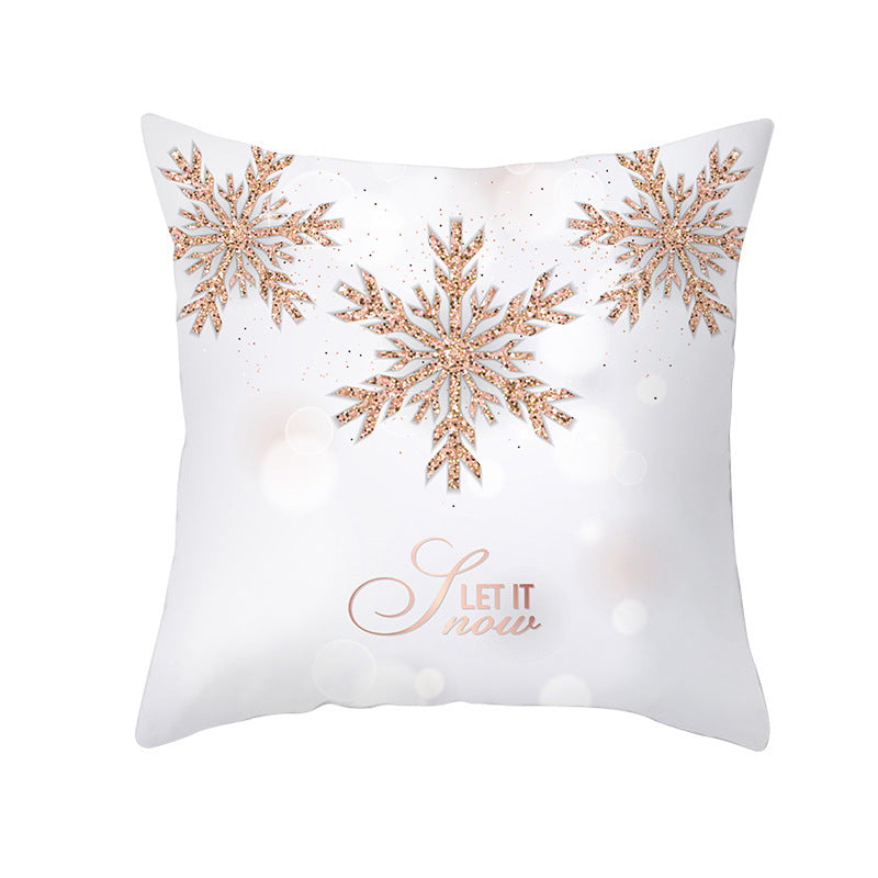 HKM-620051 Snowflake Pattern Peach Skin Velvet Throw Pillow Cover - 45x45cm