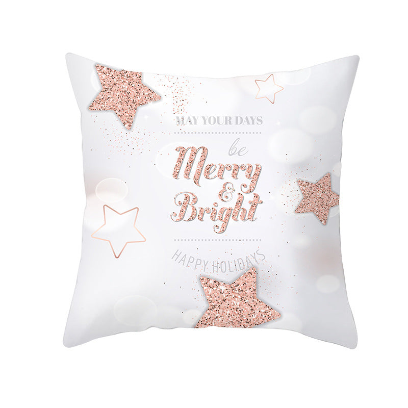 HKM-620051 Snowflake Pattern Peach Skin Velvet Throw Pillow Cover - 45x45cm