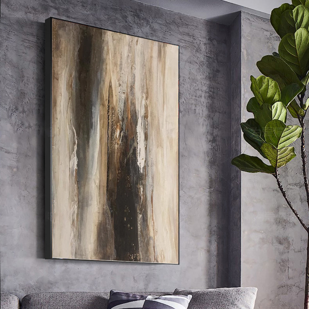 HKM-620179 Handmade Abstract Oil Painting on Canvas - Modern Retro Wall Art for Living Room Decor