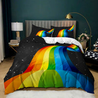 HKM-620243 Music Rainbow 3D Digital Print Bed Sheet Set - Modern Chemical Fiber Design in Multiple Dimensions
