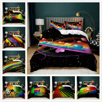 HKM-620243 Music Rainbow 3D Digital Print Bed Sheet Set - Modern Chemical Fiber Design in Multiple Dimensions