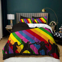 HKM-620243 Music Rainbow 3D Digital Print Bed Sheet Set - Modern Chemical Fiber Design in Multiple Dimensions