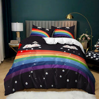 HKM-620243 Music Rainbow 3D Digital Print Bed Sheet Set - Modern Chemical Fiber Design in Multiple Dimensions