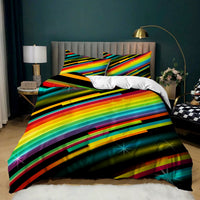 HKM-620243 Music Rainbow 3D Digital Print Bed Sheet Set - Modern Chemical Fiber Design in Multiple Dimensions