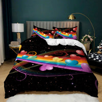 HKM-620243 Music Rainbow 3D Digital Print Bed Sheet Set - Modern Chemical Fiber Design in Multiple Dimensions