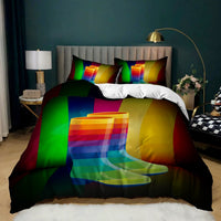 HKM-620243 Music Rainbow 3D Digital Print Bed Sheet Set - Modern Chemical Fiber Design in Multiple Dimensions
