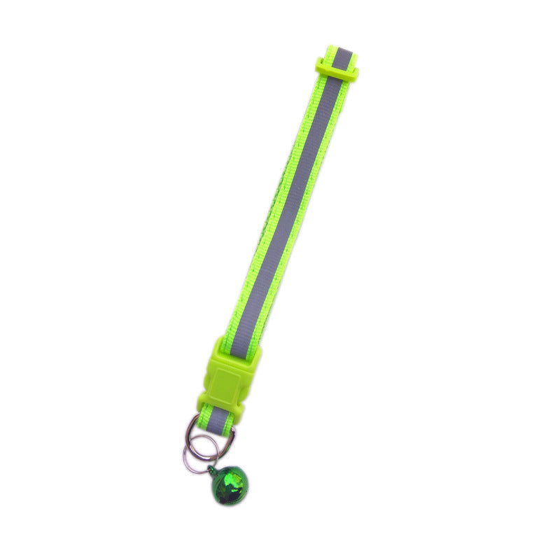 HKM-620243 Reflective Adjustable Bell Collar for Small, Medium, and Large Dogs and Cats - 1.0cm Width, 19-32cm Adjustment Range