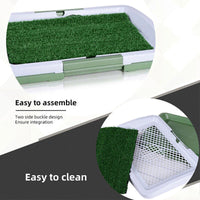 HKM-620307 Indoor Pet Dog Toilet Training Mat with Synthetic Grass Potty Pad, 3-Tier Odor-Resistant System