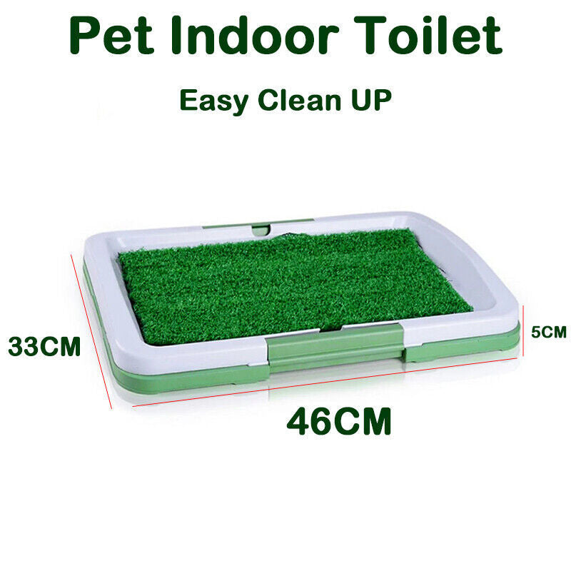 HKM-620307 Indoor Pet Dog Toilet Training Mat with Synthetic Grass Potty Pad, 3-Tier Odor-Resistant System