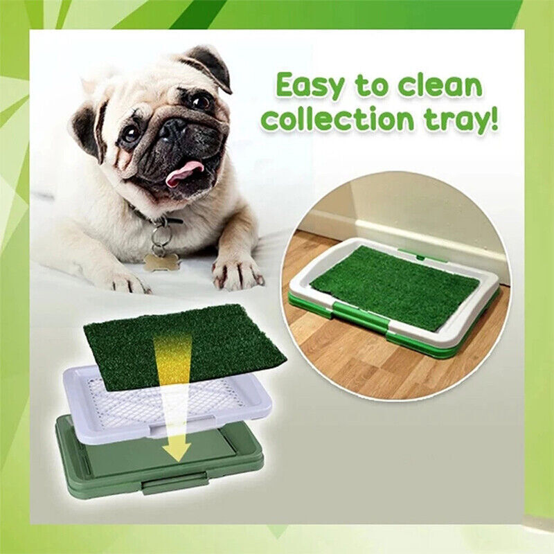 HKM-620307 Indoor Pet Dog Toilet Training Mat with Synthetic Grass Potty Pad, 3-Tier Odor-Resistant System