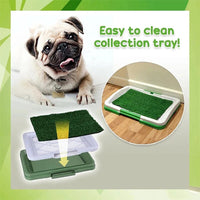 HKM-620307 Indoor Pet Dog Toilet Training Mat with Synthetic Grass Potty Pad, 3-Tier Odor-Resistant System