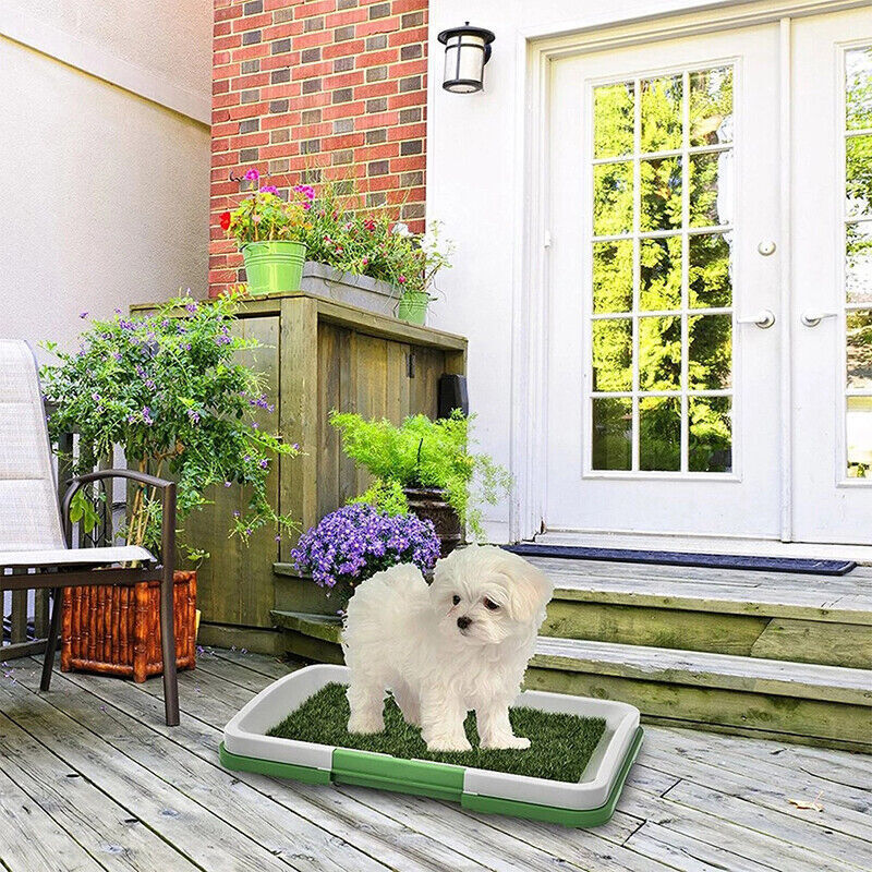 HKM-620307 Indoor Pet Dog Toilet Training Mat with Synthetic Grass Potty Pad, 3-Tier Odor-Resistant System