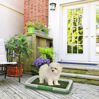 HKM-620307 Indoor Pet Dog Toilet Training Mat with Synthetic Grass Potty Pad, 3-Tier Odor-Resistant System