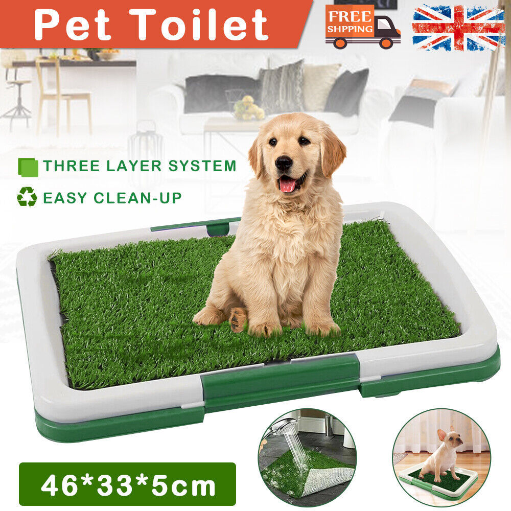 HKM-620307 Indoor Pet Dog Toilet Training Mat with Synthetic Grass Potty Pad, 3-Tier Odor-Resistant System
