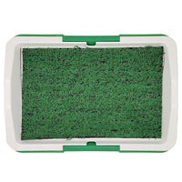 HKM-620307 Indoor Pet Dog Toilet Training Mat with Synthetic Grass Potty Pad, 3-Tier Odor-Resistant System