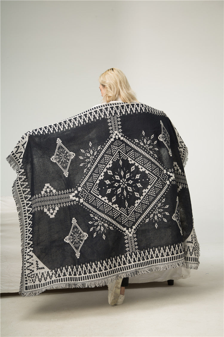 HKM-620307 Nordic Style Decorative Blanket with Artistic Tapestry - Multiple Designs Available (90x90cm to 90x210cm)