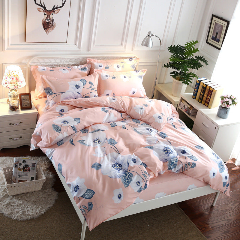 HKM-620563 Four-Piece Personalized Home Textile Bedding Set - Aloe Cotton and Polyester, Simple Designs