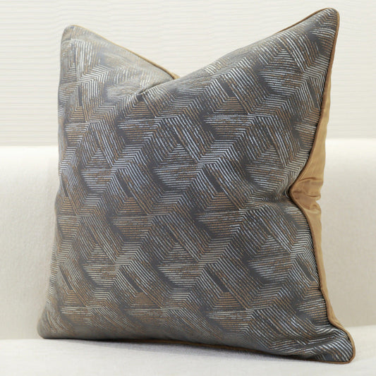 HKM-620563 Modern Minimalist Pillowcase in Dark Grey and Cloudy Beige, 45x45CM